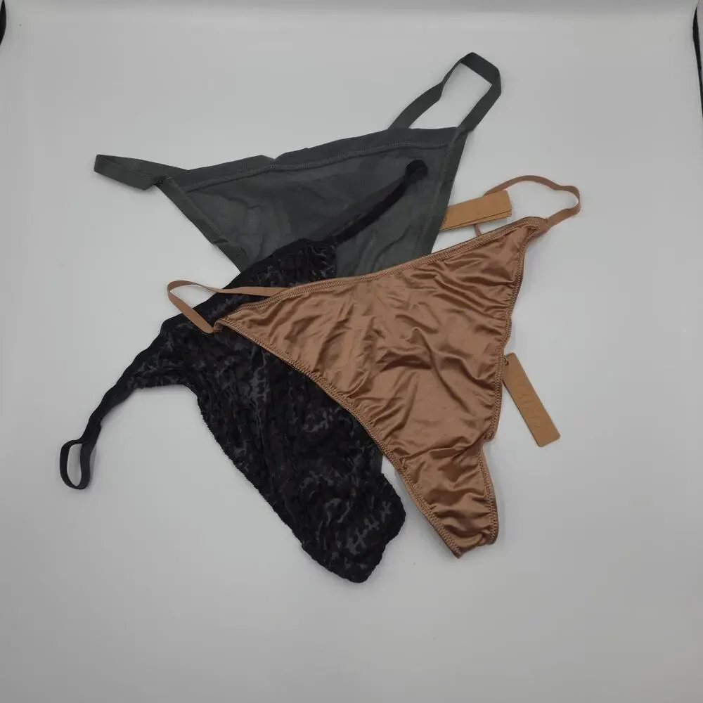 Skims Bundle of Three Thongs Summer Mesh Velvet Burnout T-string Size 4X